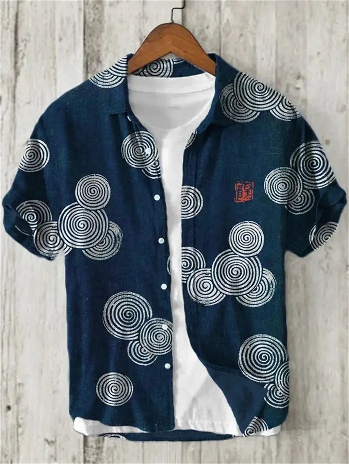 Chemise en lin à manches courtes pour hommes