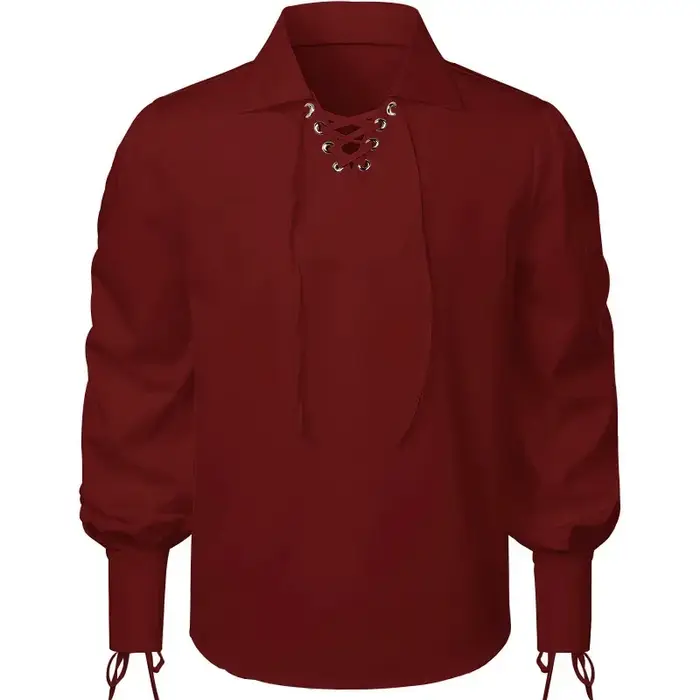 Chemise rétro médiévale à manches longues pour hommes et femmes, chemise de couche de Base de couleu