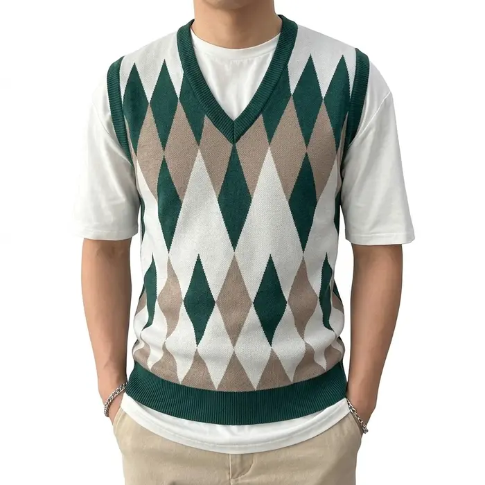 Gilet pull sans manches en tricot pour homme