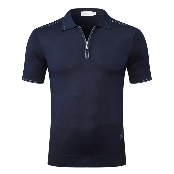 BILLIONAIRE BLSK CPRT polo soie hommes 2026 nouvelle couleur unie élastique à manches courtes mince 