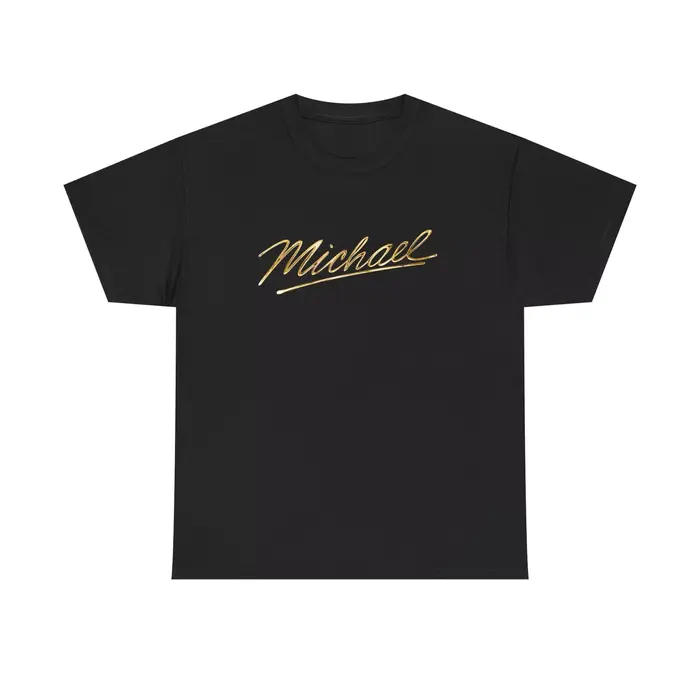 T-shirt unisexe en coton 100% avec motif signature dorée Michael Jackson, nouvelle collection 2026, 