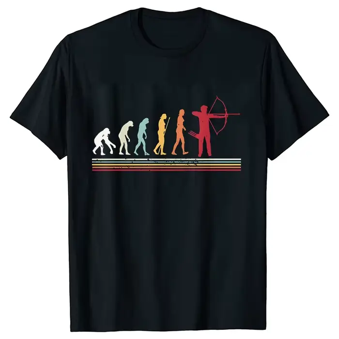 T-shirt évolution tir à l'arc pour hommes, été, chasse, arc flèches, drôle graphique, vêtements resp
