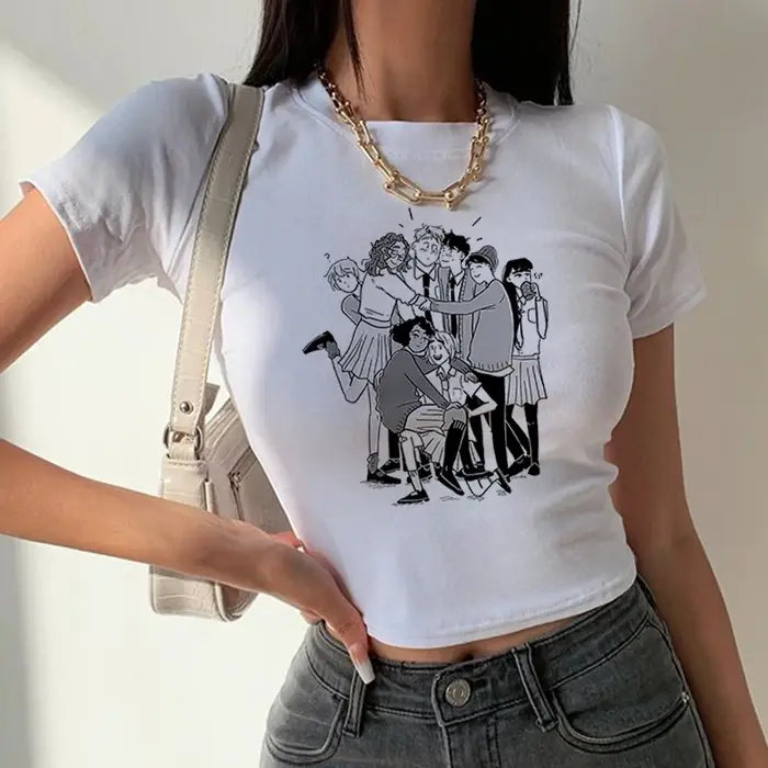 Heartstopper-T-shirt à Manches Courtes et Col Rond pour Femme