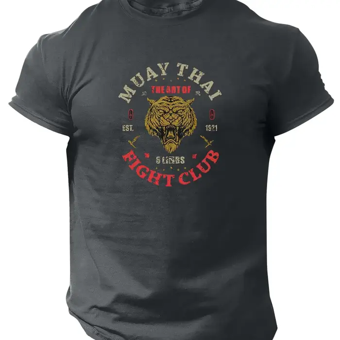 T-shirt en coton Tiger Muay Thai, vêtements de sport décontractés, style masculin