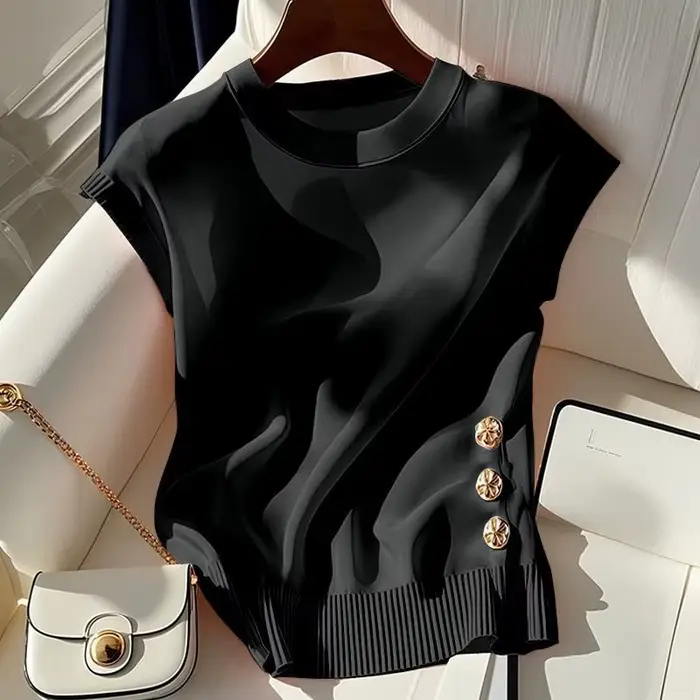 Nouveau pull coréen d'été 2026 à col rond pour femme – Chic