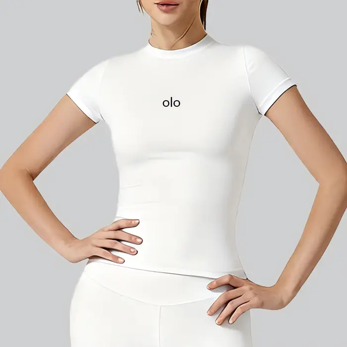 Haut court à manches courtes pour femme, idéal pour le yoga, le Pilates et l'entraînement, t-shirt m