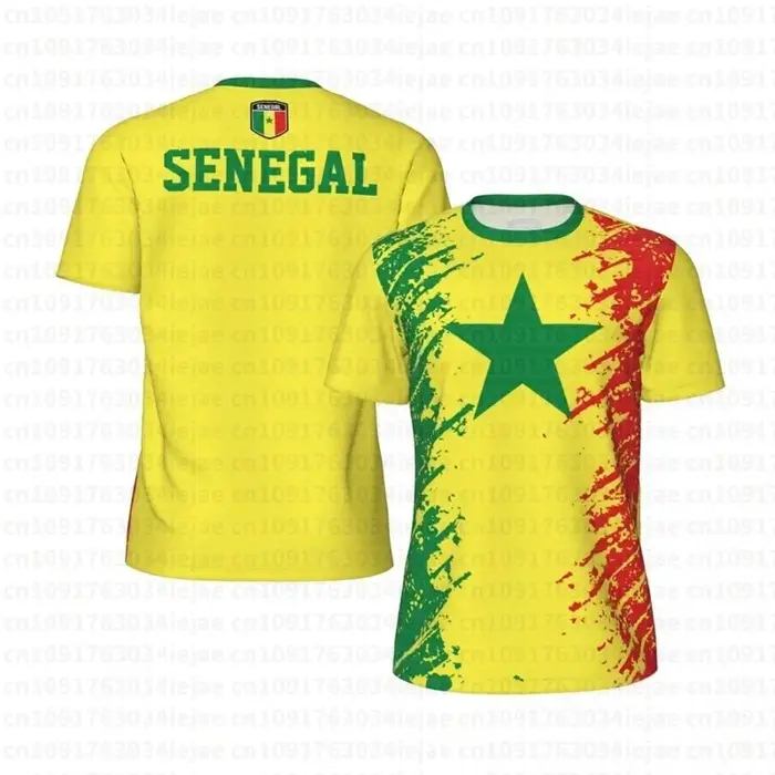 T-shirt de sport respirant à séchage rapide pour homme, imprimé 3D drapeau du Sénégal, maillot de fo