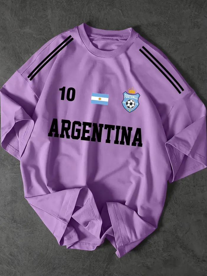 T-shirt streetwear pour homme Argentine # 10 hauts en polyester à manches courtes et col rond avec i