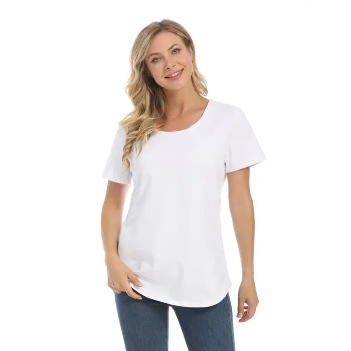Grande taille à manches courtes maternité t-shirt vêtements d'allaitement vêtements d'allaitement t-shirt coton alimentation hauts livraison directe