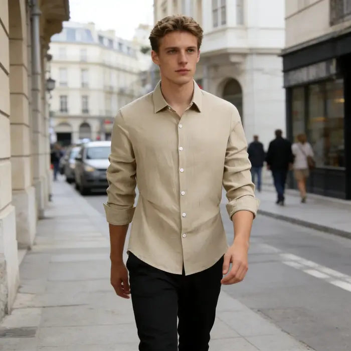 Chemise en coton et lin pour homme, vêtements décontractés pour homme, hauts de qualité supérieure, chemises noires et blanches, chemise à manches longues pour homme, style business