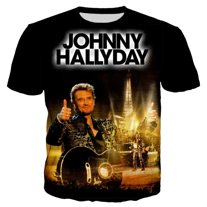Nouveau le plus populaire chanteur Pop Johnny Hallyday 3D imprimé T-shirt hommes femmes Rock décontracté Streetwear vêtements Hip Hop Harajuku hauts