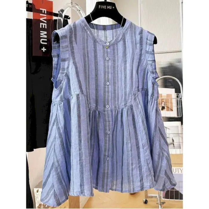 Débardeurs fins rayés amples décontractés style coréen T-shirts sans manches anti-âge Vêtements femme Soldes été 2026