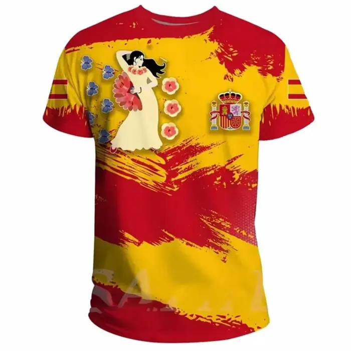 T-shirt rouge et jaune pour hommes