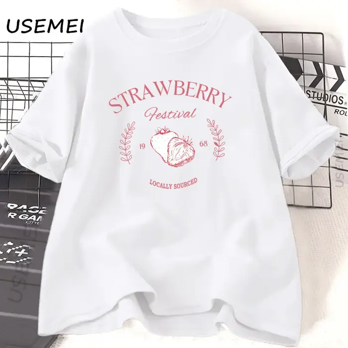 Fraise Vintage T-Shirt femme coton