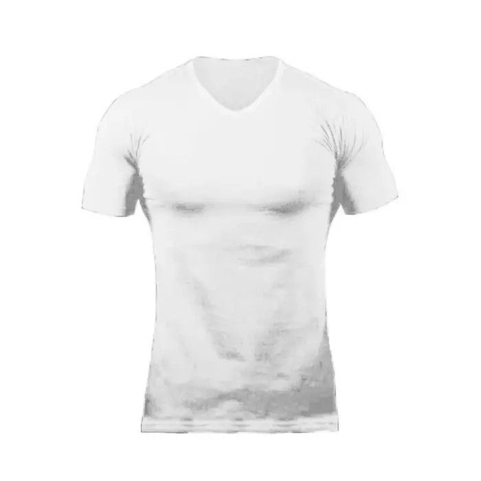 Nouvelle mode col en v T-shirt hommes coton coupe ajustée à manches courtes