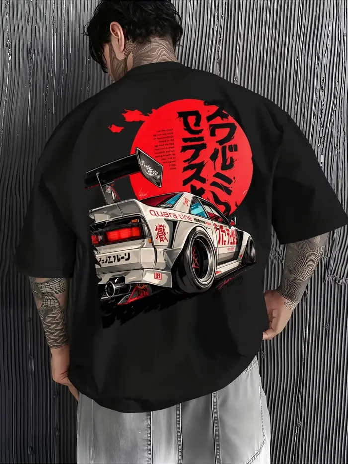 T-shirt graphique JDM Racing Car pour homme 100 % coton