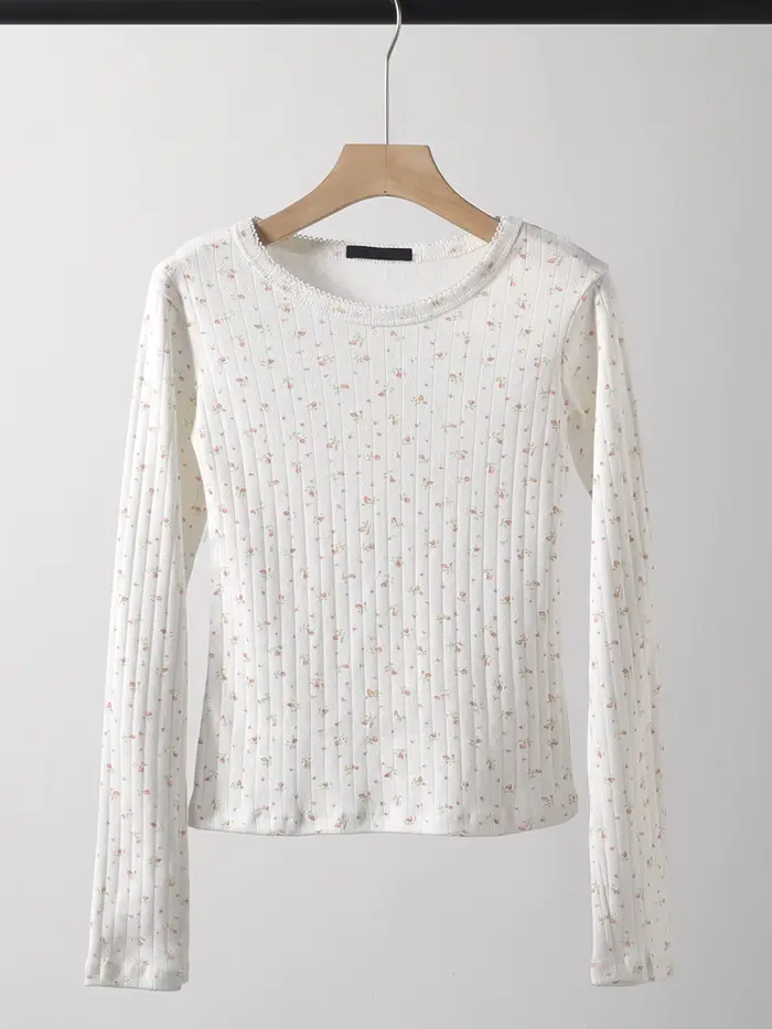 T-shirt manches longues col rond femme