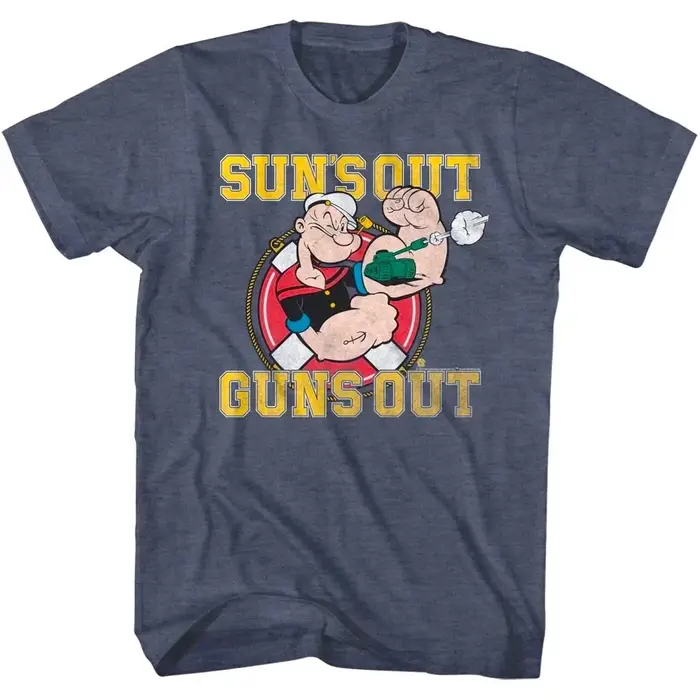 Popeye The Sailorman Suns Out Guns Out Tank Muscles T-shirt homme décontracté à manches courtes pers