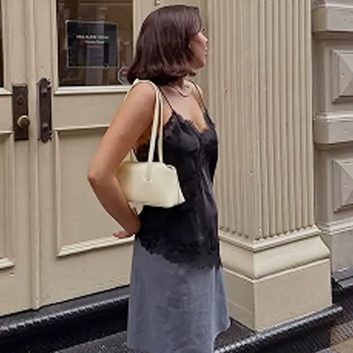 HXAO dentelle haut asymétrique femmes réservoirs & Camis été 2025 noir Slip haut sans manches dames 