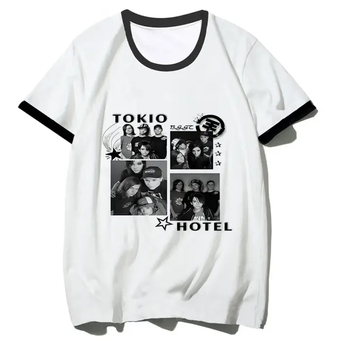T-shirt Tokio Hotel pour adolescents, streetwear graphique des années 2000, vintage, harajuku, haut coloré, rétro, tendance, graphique, confortable, pastel