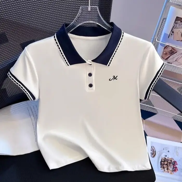 T-shirt polo à manches courtes pour femme
