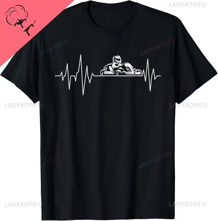 T-shirt Go Karting Heartbeat, T-shirt Go Kart Race Driver, T-shirt Go Cart, Économie graphiques pers