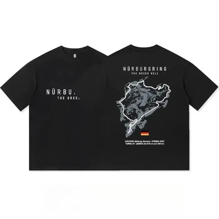 T-shirt à manches courtes en pur coton imprimé avec la carte du circuit North Loop pour hommes, vête