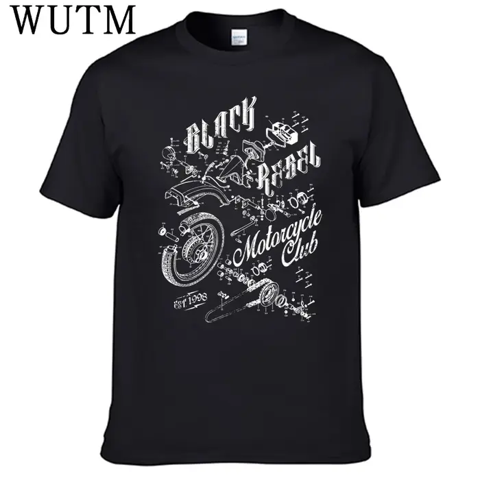 T-shirt noir Rebel Motorcycle Club pour hommes, 100% coton