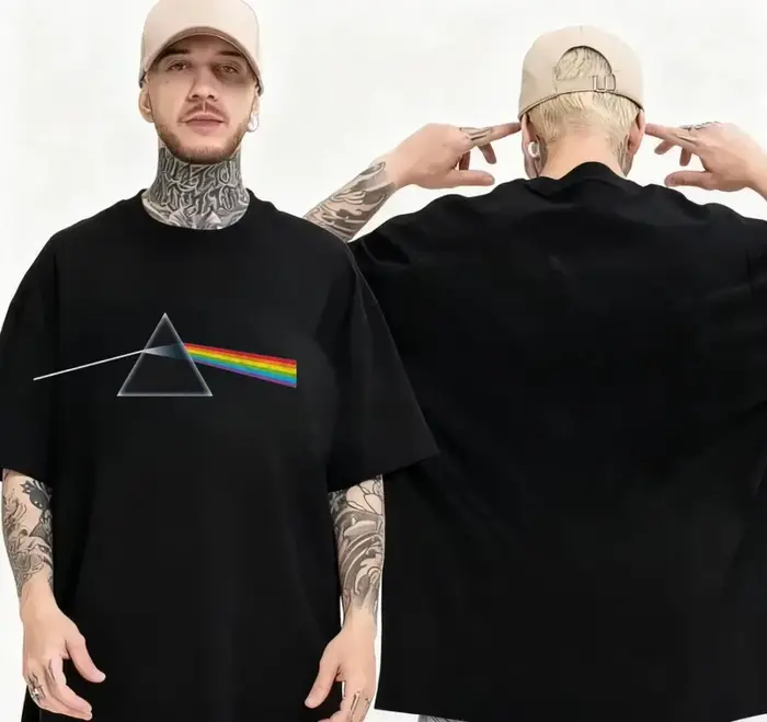T-shirt ample à manches courtes pour hommes et femmes, imprimé graphique de l'album Pink Floyd Dark 