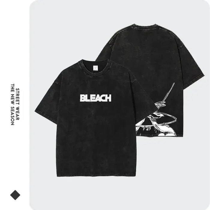 Anime B-Bleach t-shirts surdimensionné Vintage lavé Kurosaki Ichigo T-shirt Streetwear Manga Renji Zaraki Kenpachi hauts