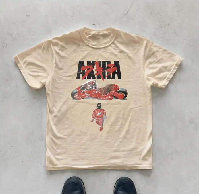 T-shirt Akira Anime Kaneda avec motif moto