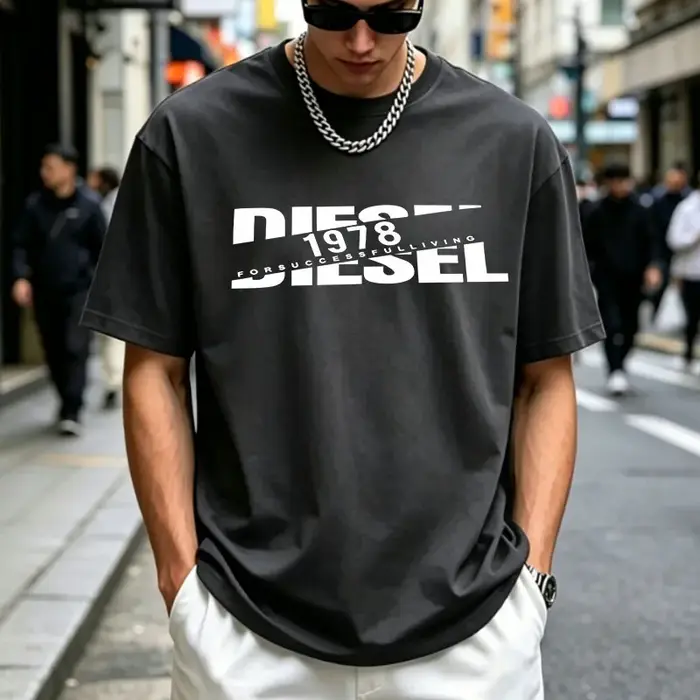 T-shirt Homme 2026 Style Diesel Imprimé 1978 Coton Décontracté Streetwear Mode Manches Courtes