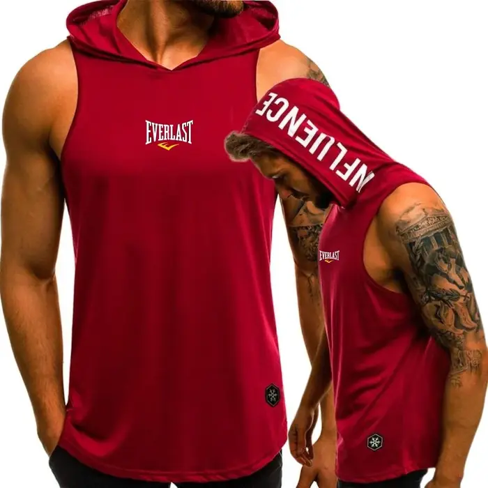 Everlast Gilet décontracté hommes à capuche maillot de corps t-shirt musculation coupe musculaire débardeur gymnase