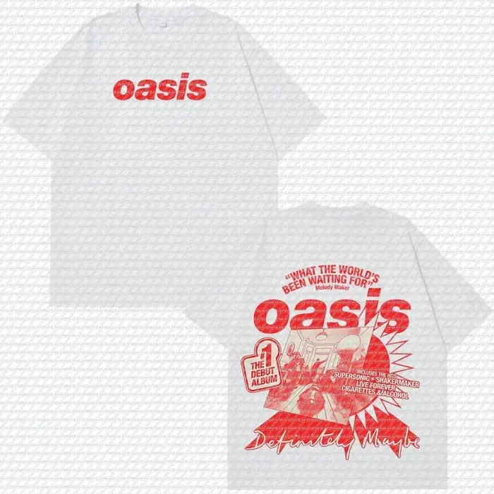 T-shirt blanc double face Oasis Definitely Maybe Album