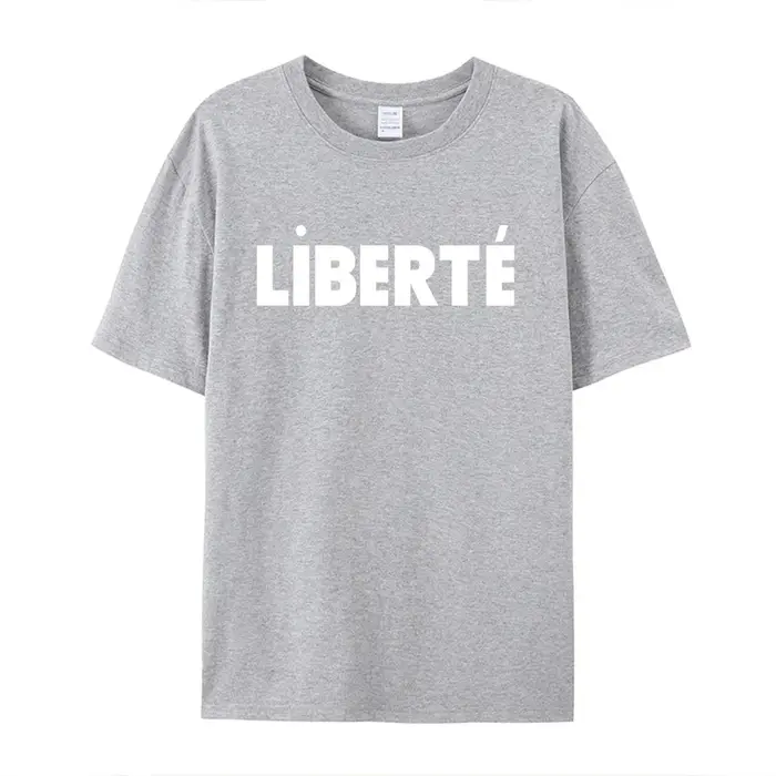Liberte lettres françaises impression femme élégant à manches courtes t-shirts été ample coton décontracté hauts Ins