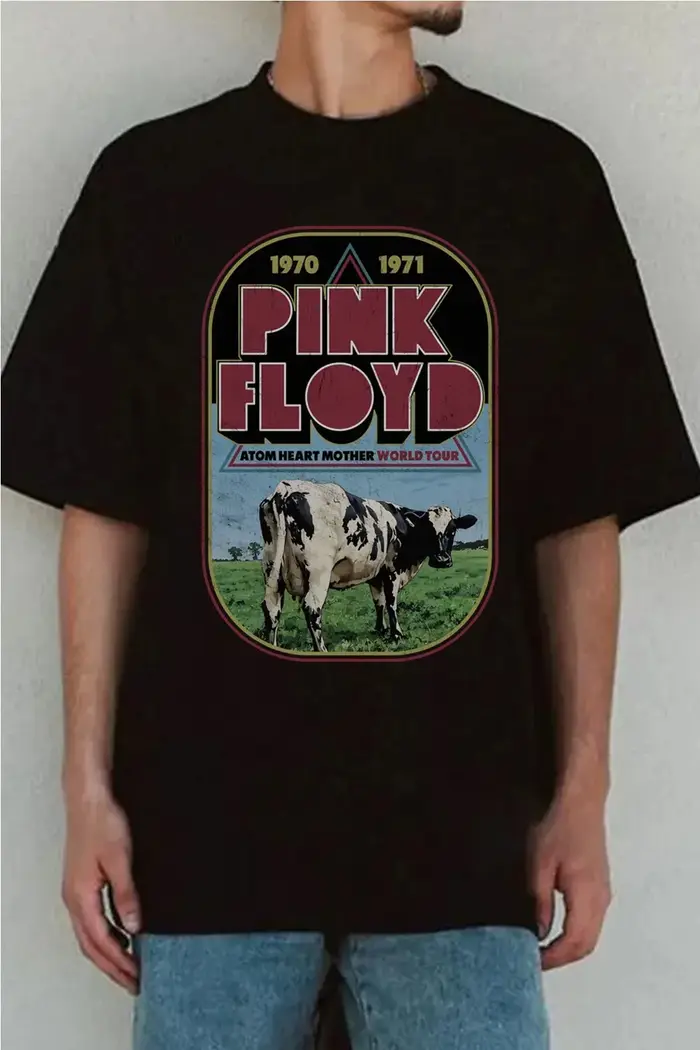 T-shirt en coton graphique Pop Rétro Pink Floyd unisexe