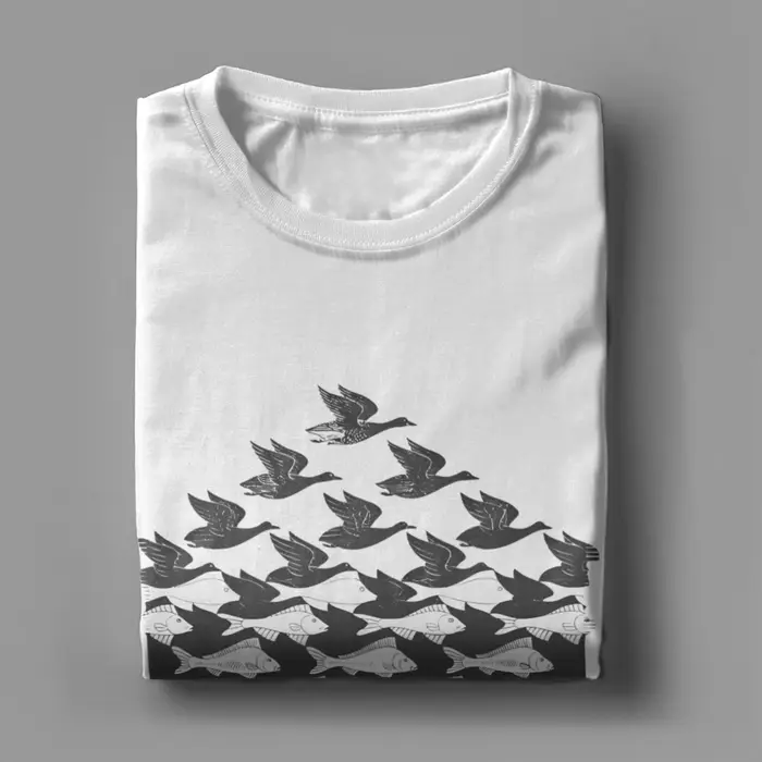 MC Escher Fish House pêcheurs hommes t-shirts Art classique fou T-Shirt à manches courtes col rond coton marchandise d'été
