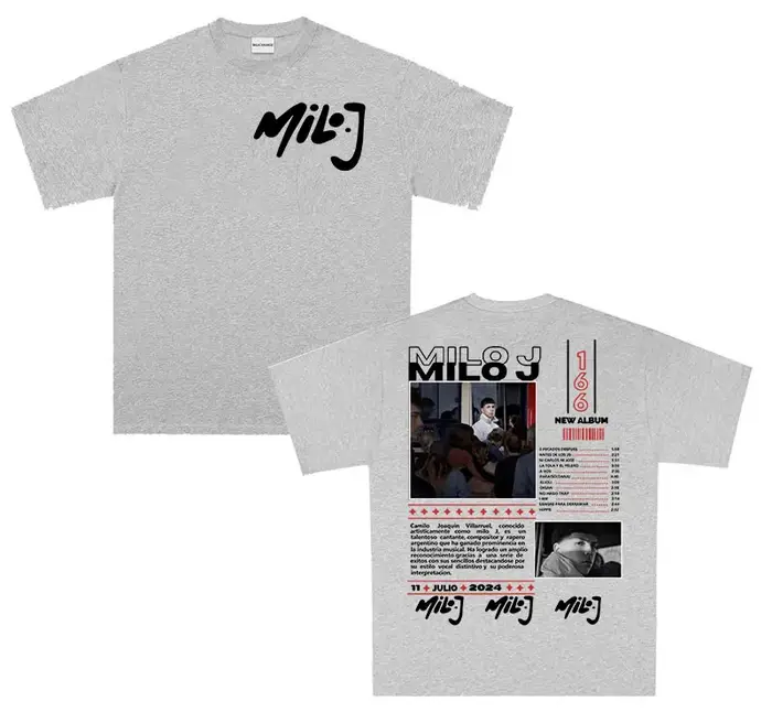 Rappeur Milo J 166 Tour 2025 album T-shirts hommes rétro haute qualité à manches courtes