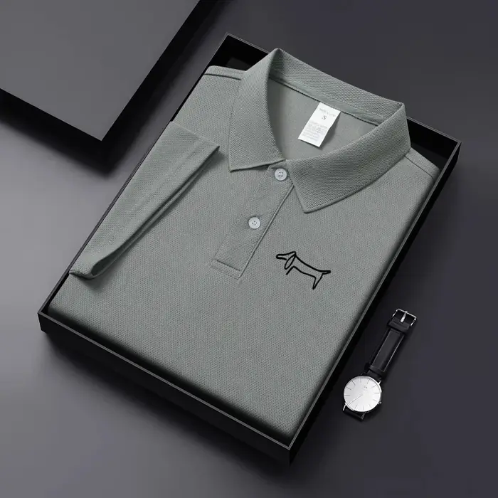 Nouveau T-shirt décontracté à col pour homme en tissu respirant de couleur unie, idéal pour le golf,