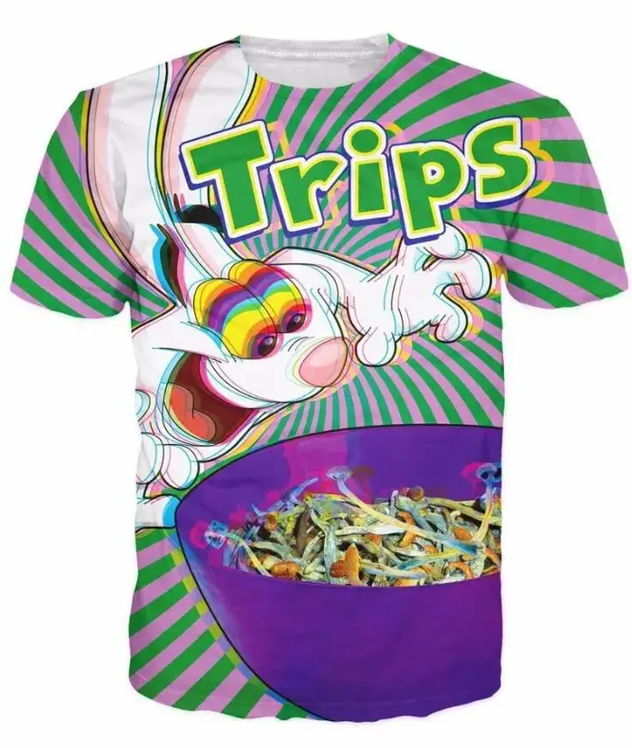 PLstar Cosmos 2025 nouvelle mode t-shirt trippy vibrant Trix lapin psychédélique impression 3D col r