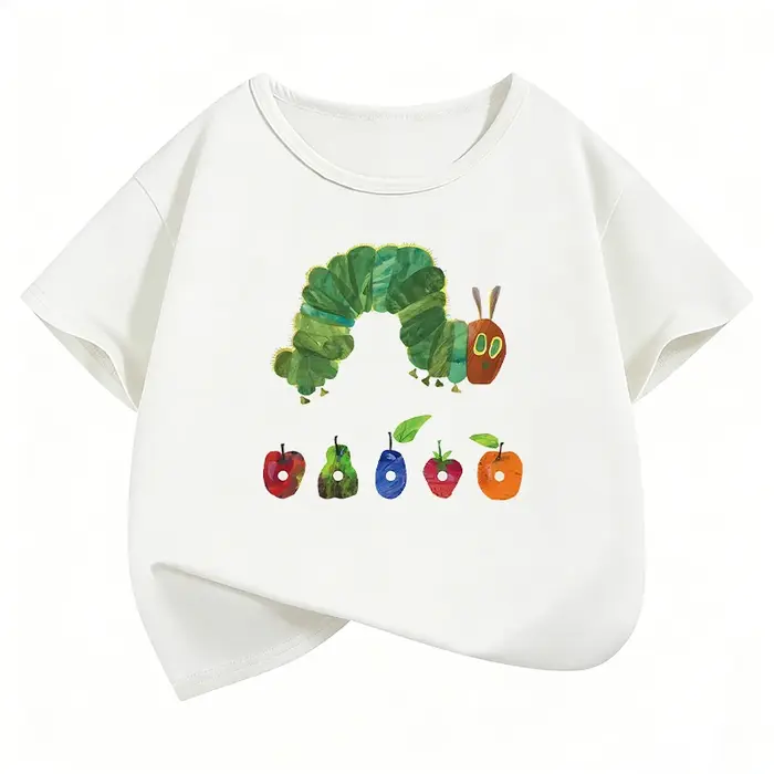 T-shirt imprimé avec motif d'animaux et de fruits