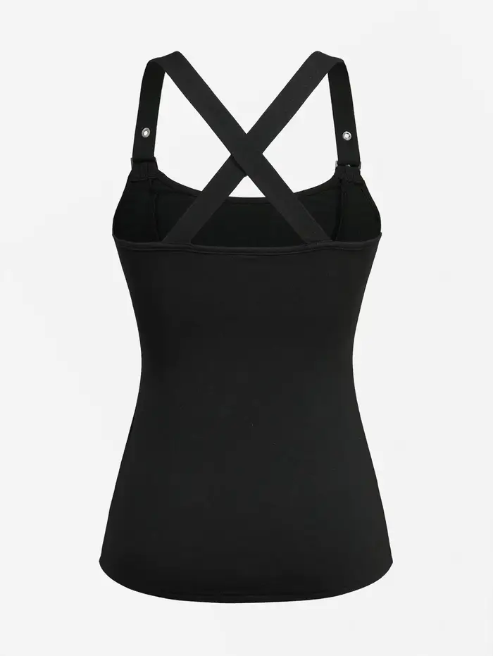 Débardeur Gothique Femme Noir à Lacets Croisés et Fermeture Crochet et Œillet – Nouvelle Collection Été 2026