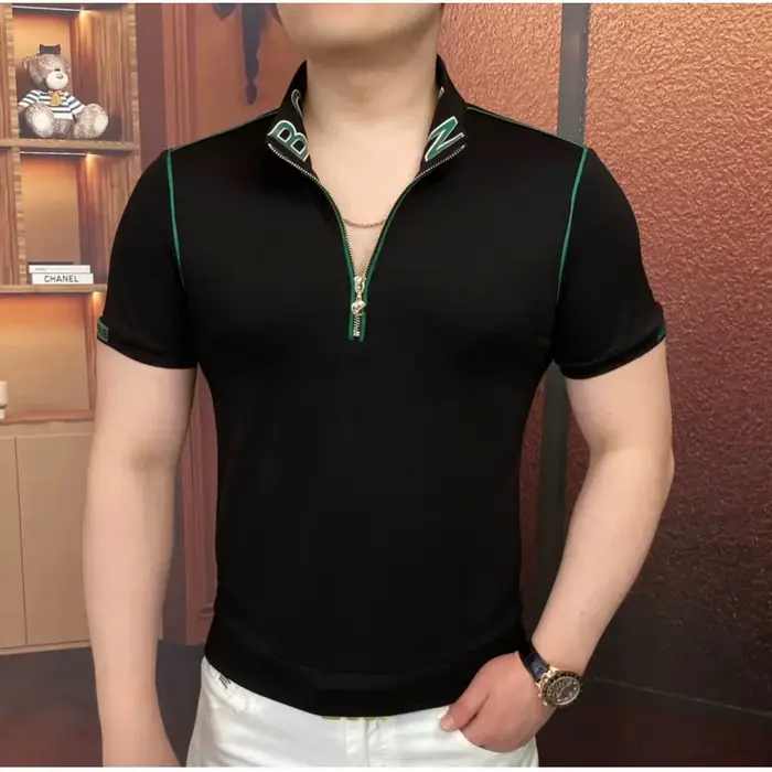 Polo brodé à col pour homme