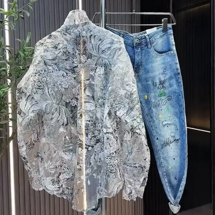 Chemise en maille florale pour hommes