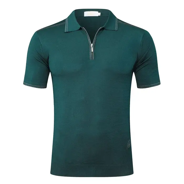 BILLIONAIRE BLSK CPRT polo soie hommes 2026 nouvelle couleur unie élastique à manches courtes mince extérieur fermeture éclair qualité grande taille M-5XL