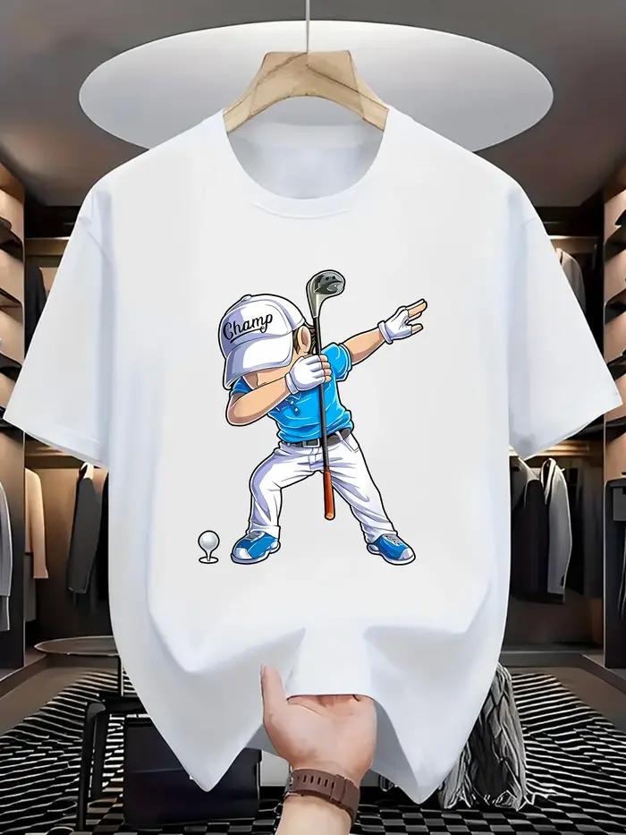 T-shirt manches courtes col rond pour hommes, 100% coton, mode sport loisirs, ample, motif de joueur