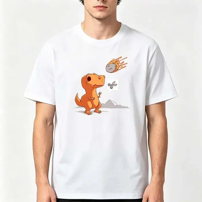 T-shirts imprimés dinosaures orange pour hommes et femmes