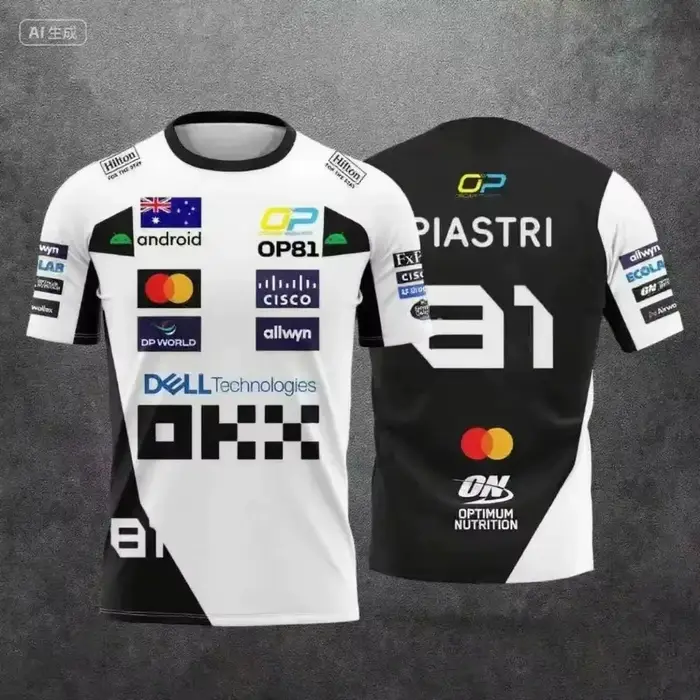 T-shirt de sport à séchage rapide McLaren Team Lando Norris N°4 & N°81 Style Combinaison de Course 2