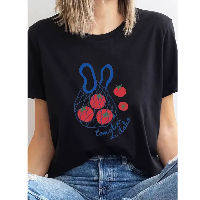 T-shirt en coton à col rond pour femme et homme