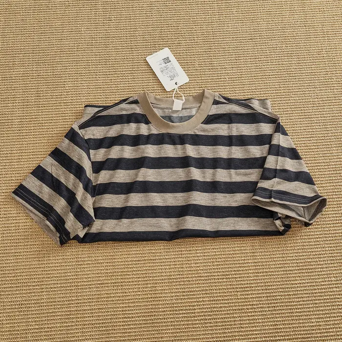 T-shirt rayé en Lyocell respirant pour homme, style rétro, à rayures larges contrastées, col rond, décontracté, à manches courtes